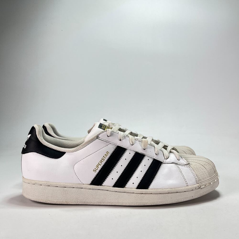 Adidas Superstar White Black Gold Metallic Shell Toe Shoes C77124 Men's Size 11